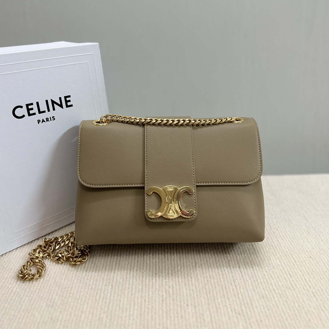 Celine 115853 Medium Celine Victoire Bag In Supple Calfskin Apricot Gold - Default Title - View 1