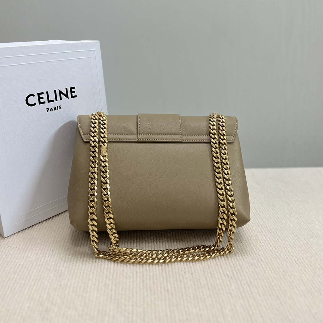Celine 115853 Medium Celine Victoire Bag In Supple Calfskin Apricot Gold