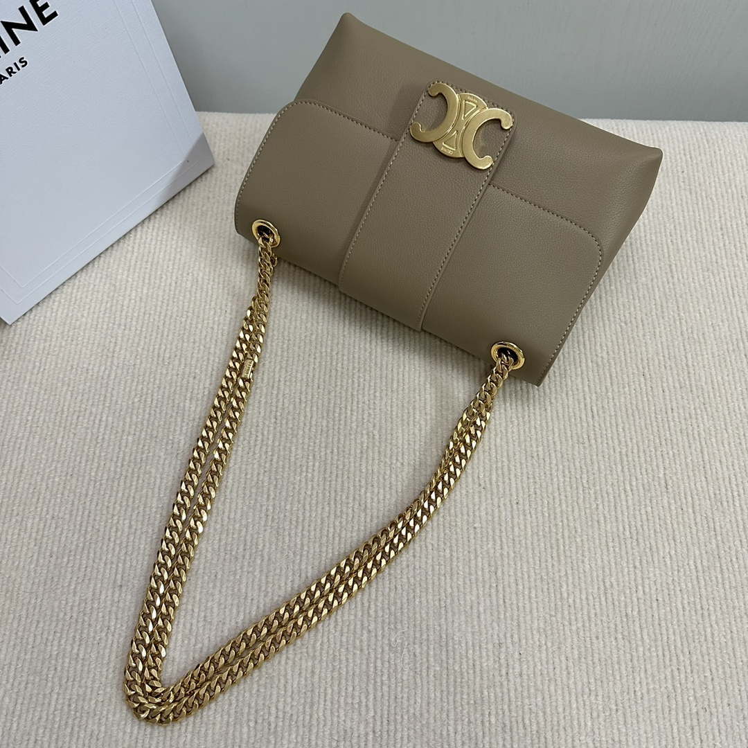 Celine 115853 Medium Celine Victoire Bag In Supple Calfskin Apricot Gold