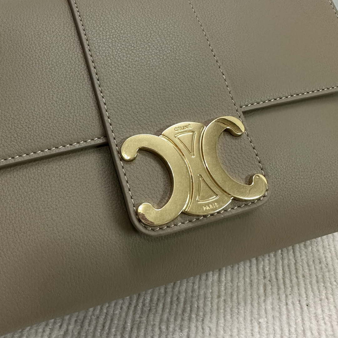 Celine 115853 Medium Celine Victoire Bag In Supple Calfskin Apricot Gold