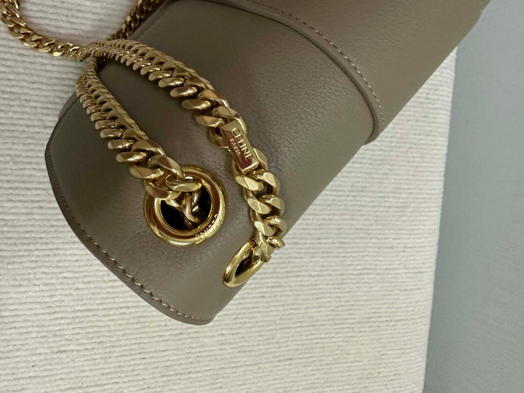 Celine 115853 Medium Celine Victoire Bag In Supple Calfskin Apricot Gold