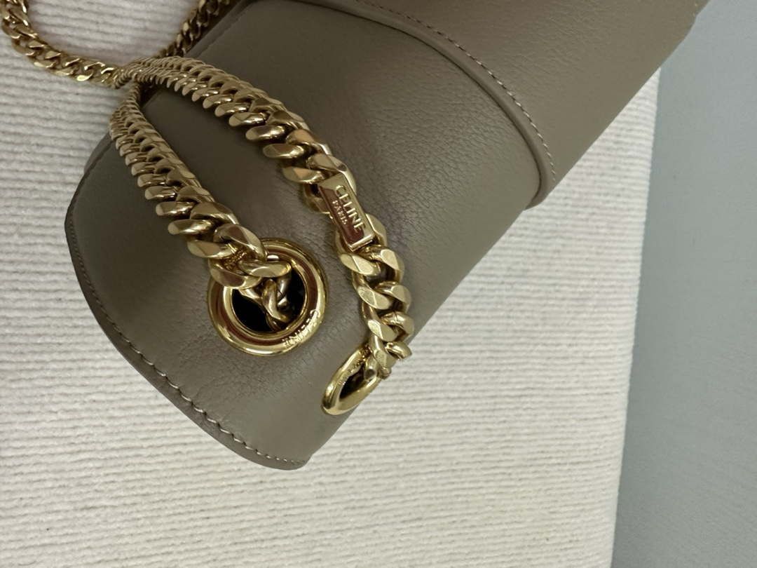 Celine 115853 Medium Celine Victoire Bag In Supple Calfskin Apricot Gold
