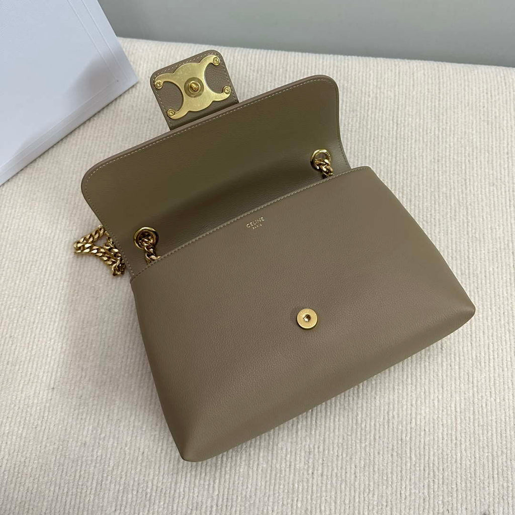 Celine 115853 Medium Celine Victoire Bag In Supple Calfskin Apricot Gold