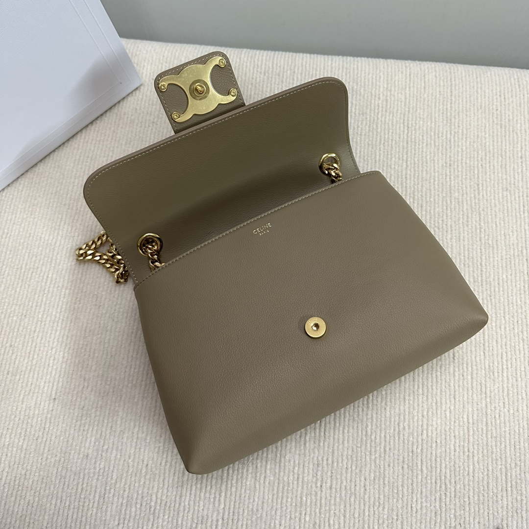 Celine 115853 Medium Celine Victoire Bag In Supple Calfskin Apricot Gold