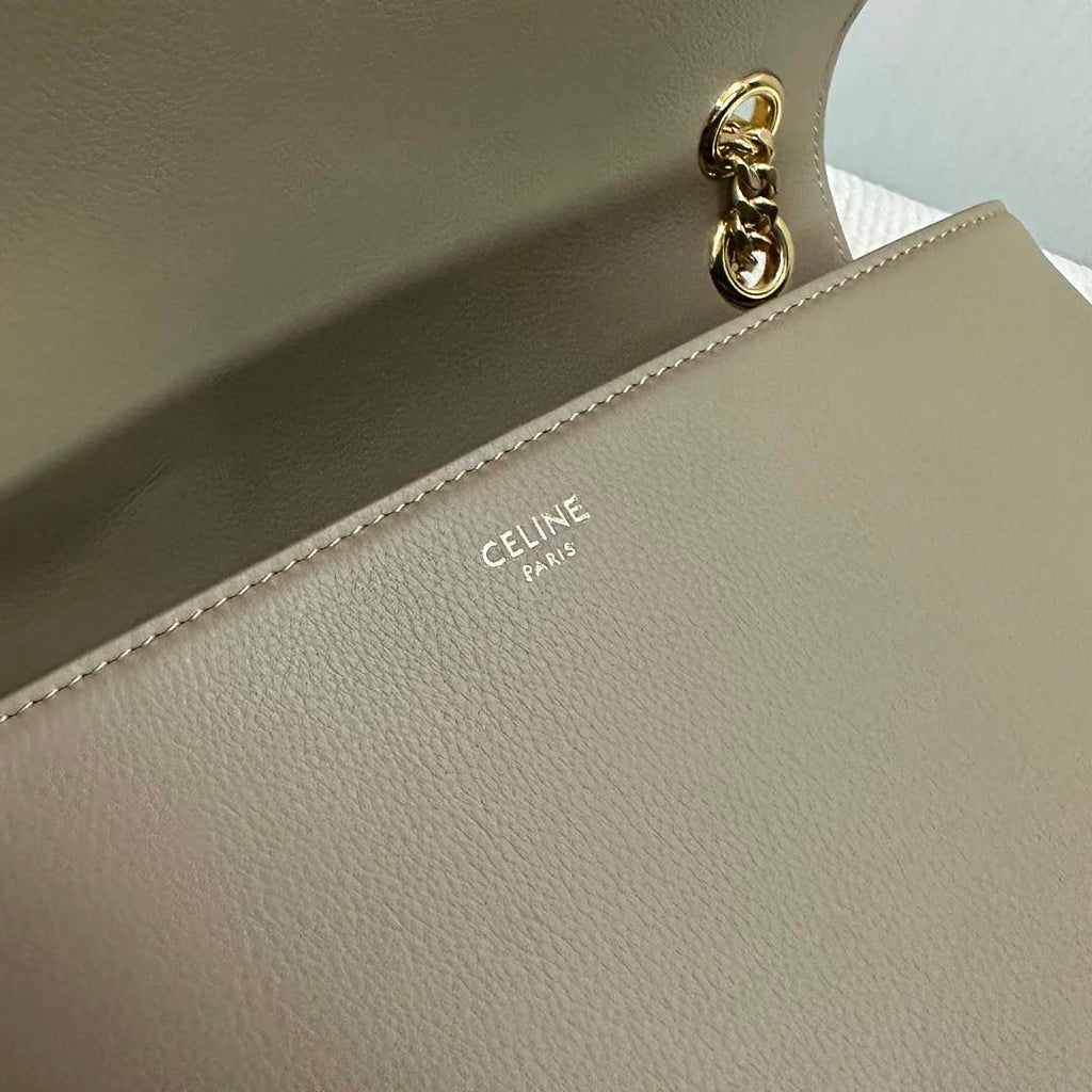 Celine 115853 Medium Celine Victoire Bag In Supple Calfskin Apricot Gold