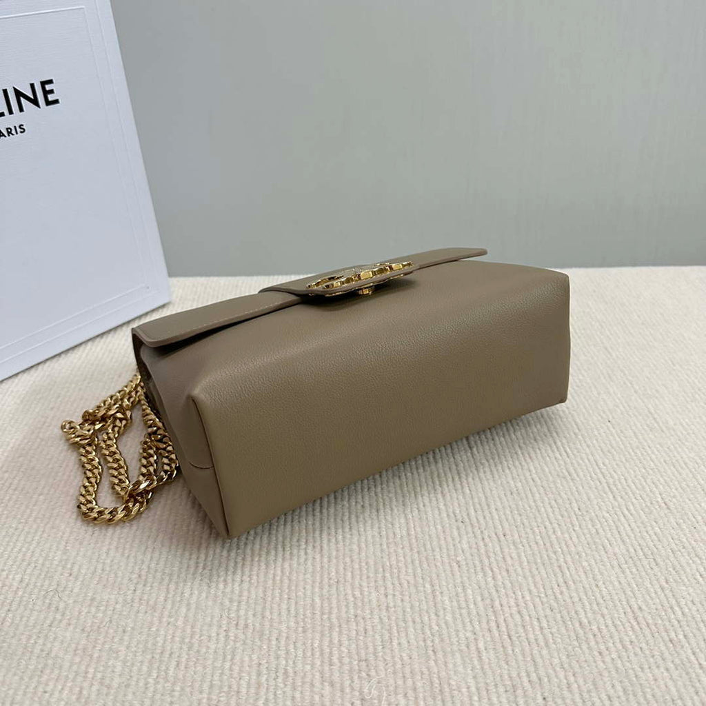 Celine 115853 Medium Celine Victoire Bag In Supple Calfskin Apricot Gold