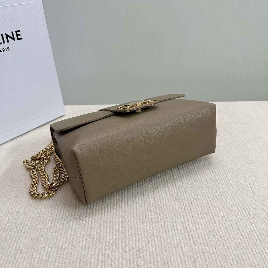 Celine 115853 Medium Celine Victoire Bag In Supple Calfskin Apricot Gold