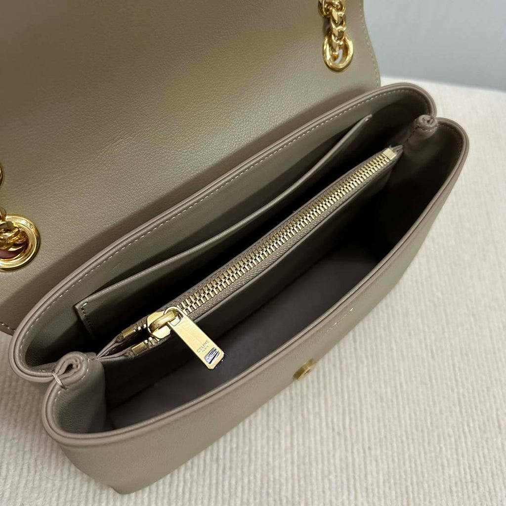 Celine 115853 Medium Celine Victoire Bag In Supple Calfskin Apricot Gold