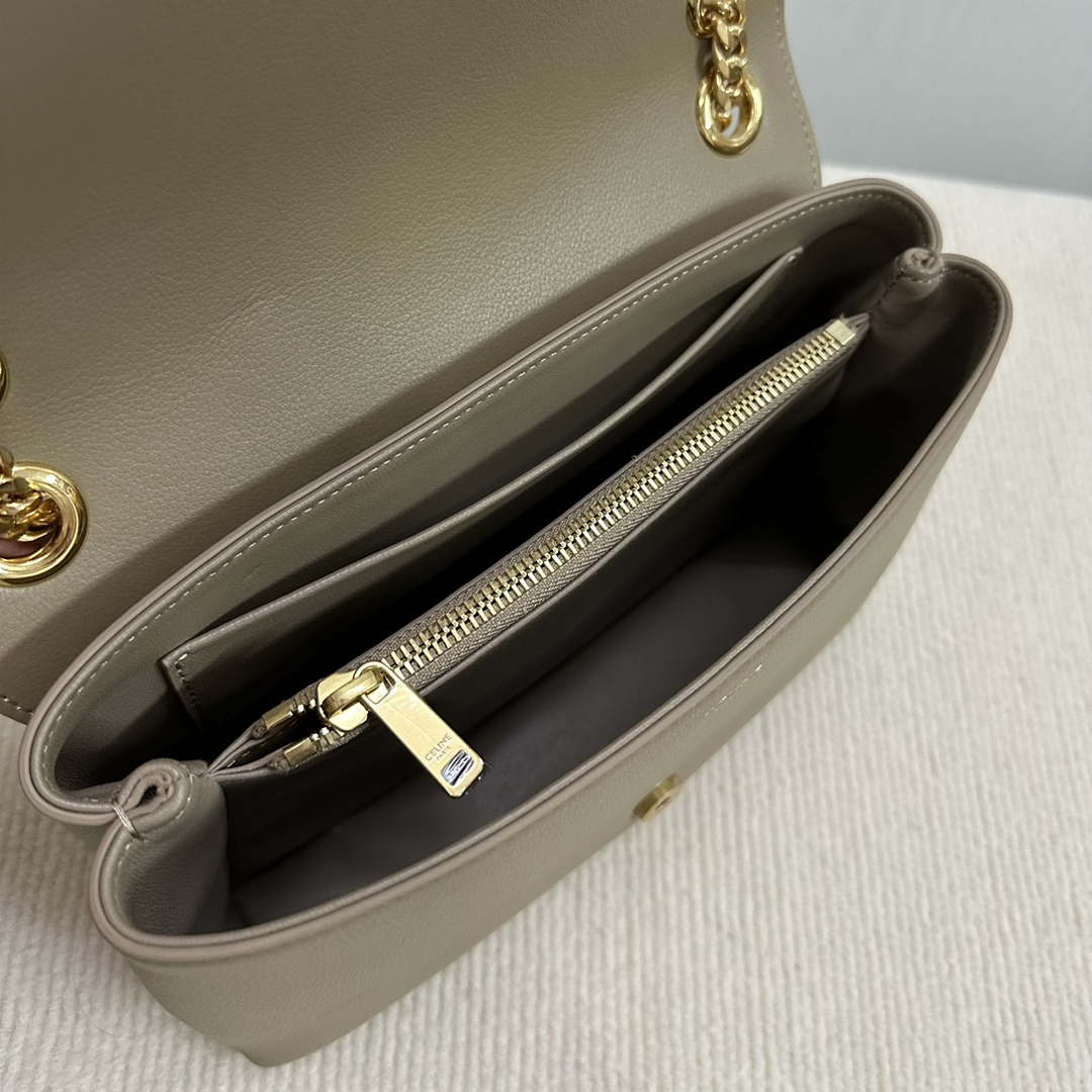 Celine 115853 Medium Celine Victoire Bag In Supple Calfskin Apricot Gold