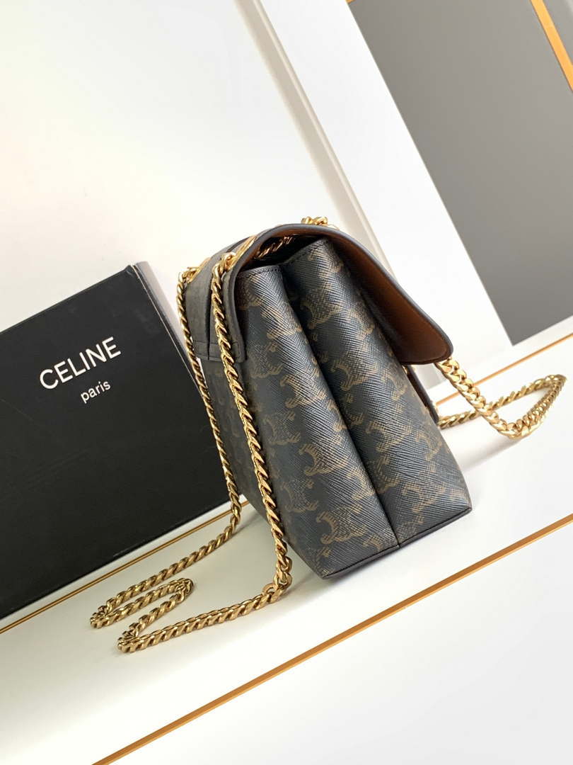 Celine 115853 Medium Celine Victoire Bag In Supple Calfskin Tan Gold