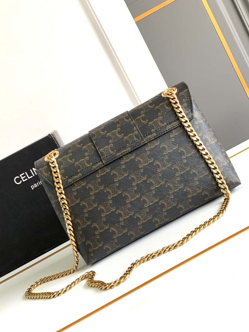 Celine 115853 Medium Celine Victoire Bag In Supple Calfskin Tan Gold