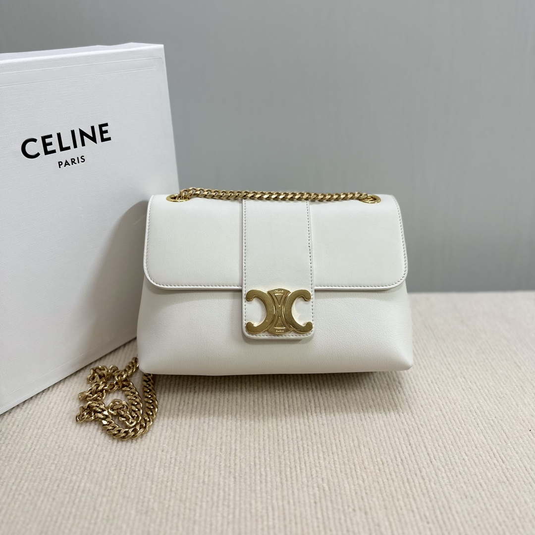 Celine 115853 Medium Celine Victoire Bag In Supple Calfskin White Gold - Default Title - View 1