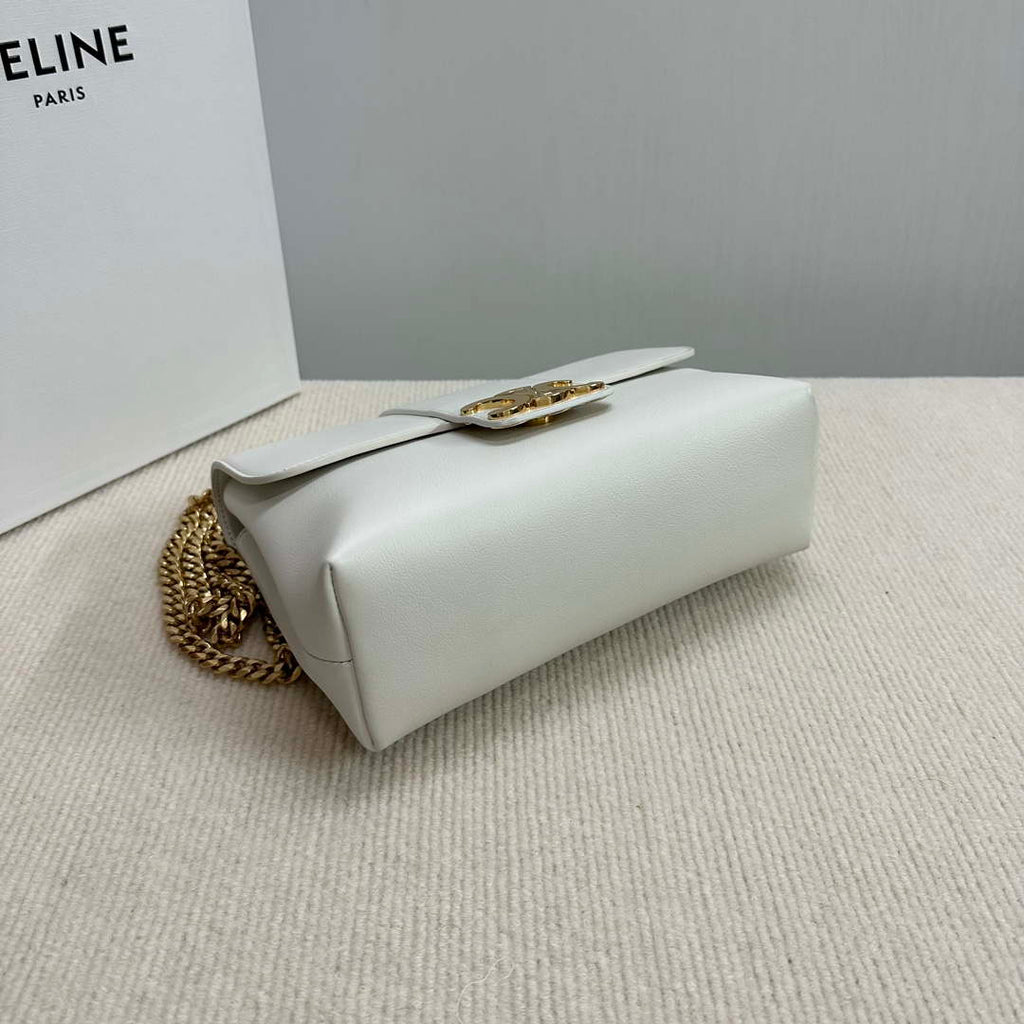 Celine 115853 Medium Celine Victoire Bag In Supple Calfskin White Gold
