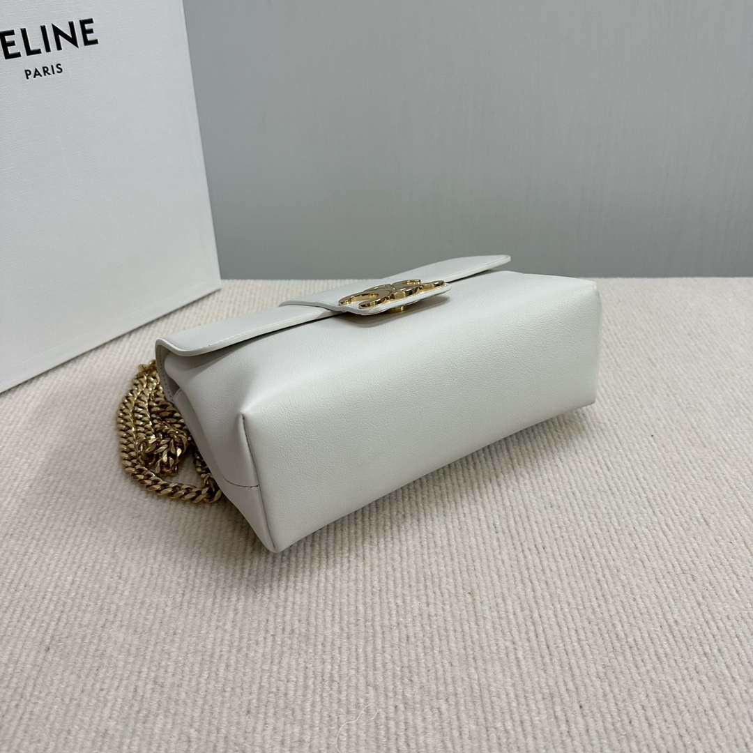 Celine 115853 Medium Celine Victoire Bag In Supple Calfskin White Gold