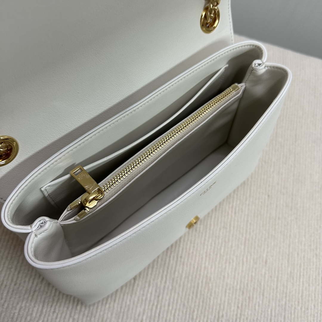 Celine 115853 Medium Celine Victoire Bag In Supple Calfskin White Gold