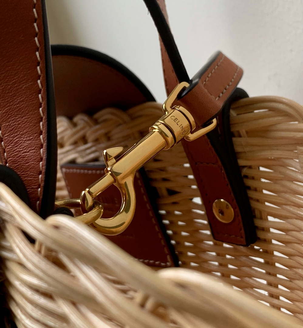 Celine 116572FWE.02NT Teen Couffin In Wicker And Natural Calfskin