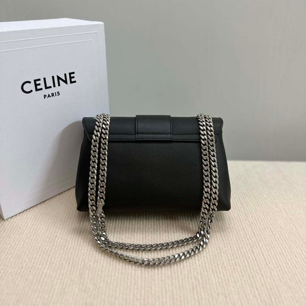 Celine 116593 Teen Celine Victoire Bag In Supple Calfskin Find In Store Black Silver