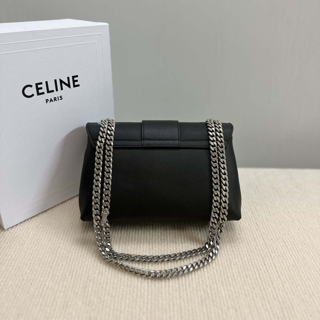 Celine 116593 Teen Celine Victoire Bag In Supple Calfskin Find In Store Black Silver