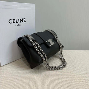 Celine 116593 Teen Celine Victoire Bag In Supple Calfskin Find In Store Black Silver - Default Title - View 3