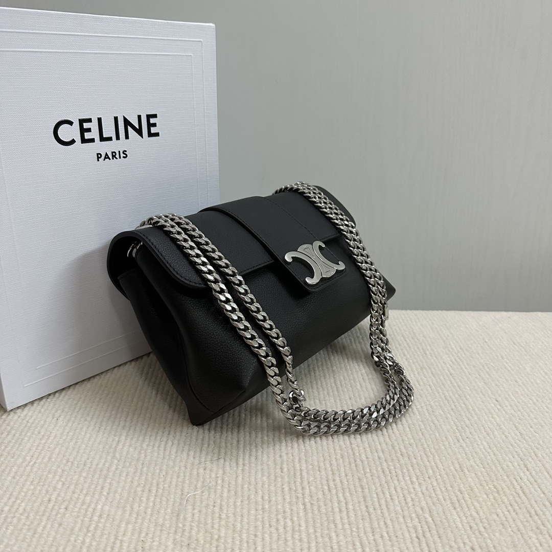 Celine 116593 Teen Celine Victoire Bag In Supple Calfskin Find In Store Black Silver