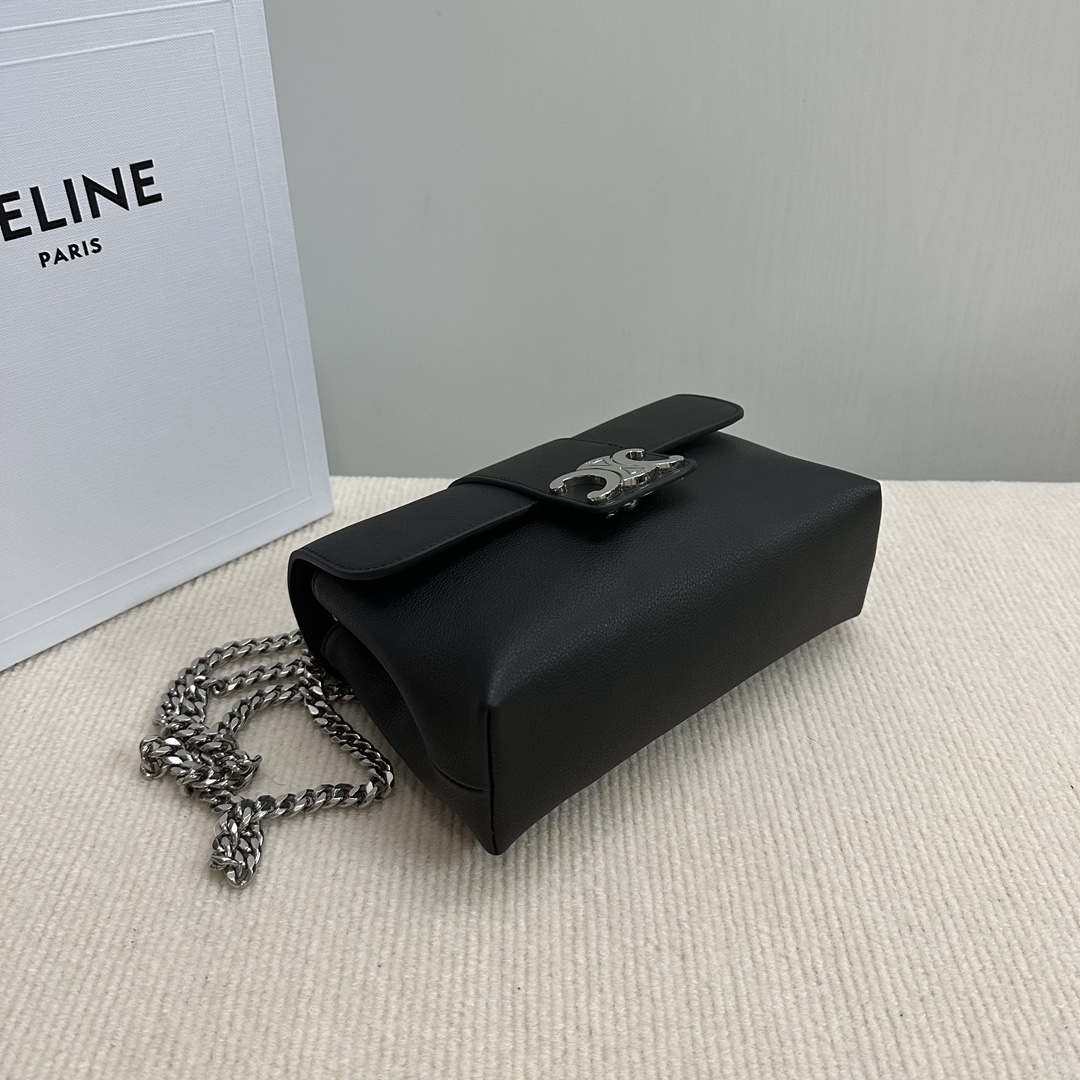Celine 116593 Teen Celine Victoire Bag In Supple Calfskin Find In Store Black Silver