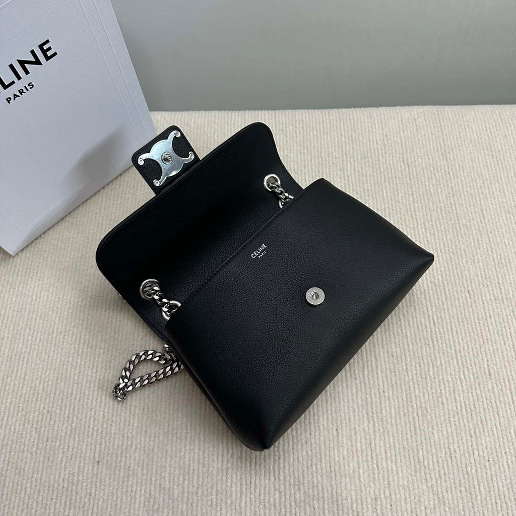 Celine 116593 Teen Celine Victoire Bag In Supple Calfskin Find In Store Black Silver