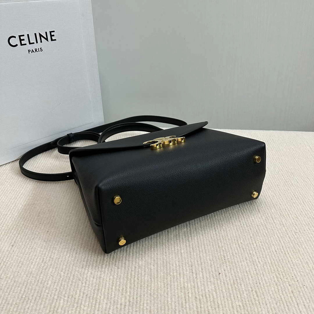 Celine 117523FXK MEDIUM NINO BAG IN SUPPLE GRAINED CALFSKIN Black