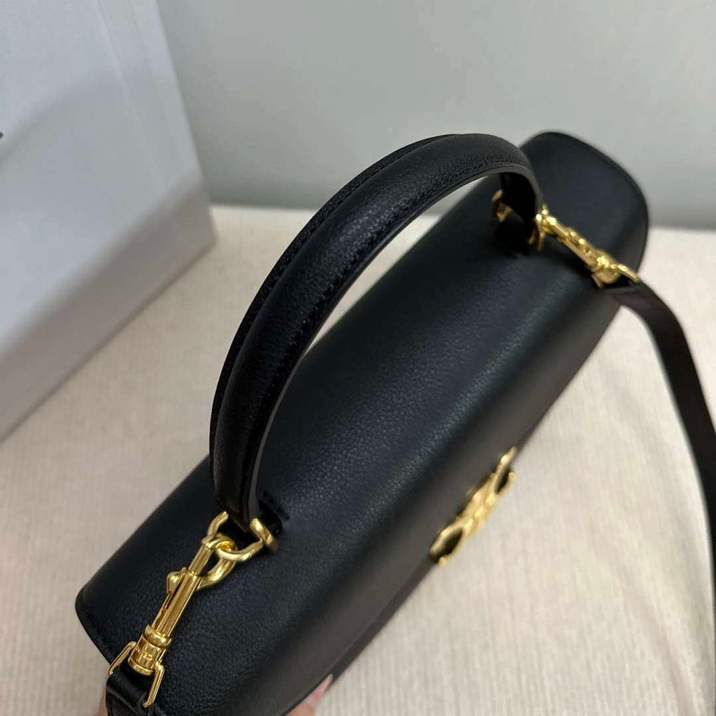 Celine 117523FXK MEDIUM NINO BAG IN SUPPLE GRAINED CALFSKIN Black