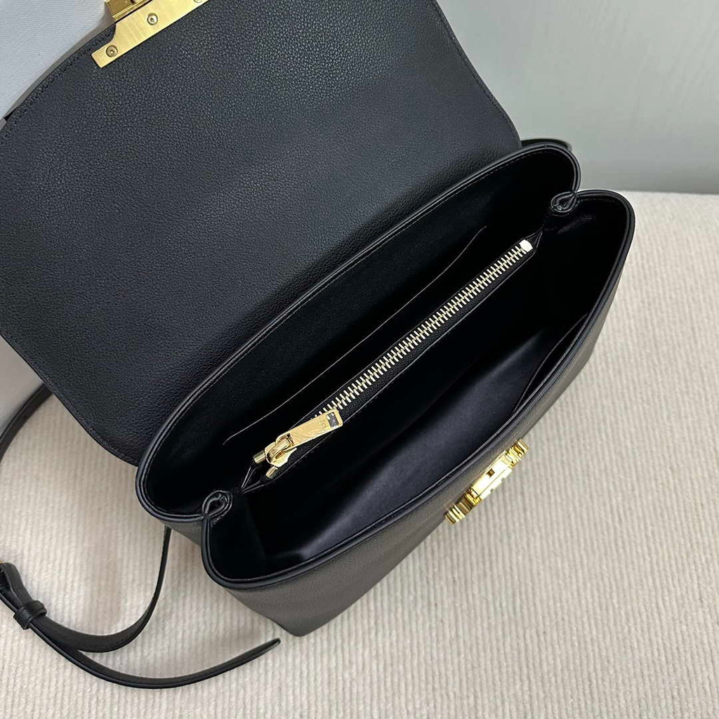 Celine 117523FXK MEDIUM NINO BAG IN SUPPLE GRAINED CALFSKIN Black