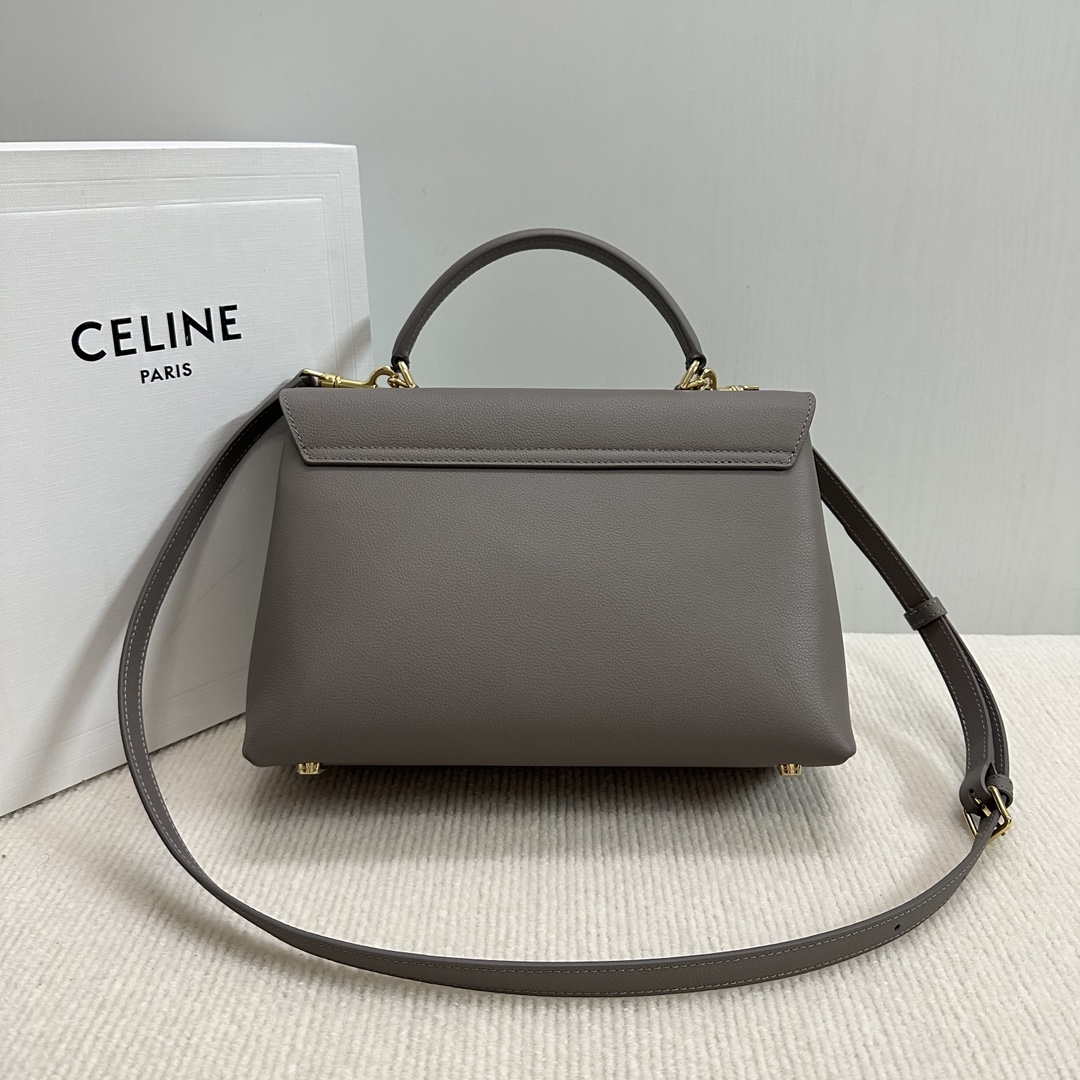 Celine 117523FXK MEDIUM NINO BAG IN SUPPLE GRAINED CALFSKIN Brown Gray