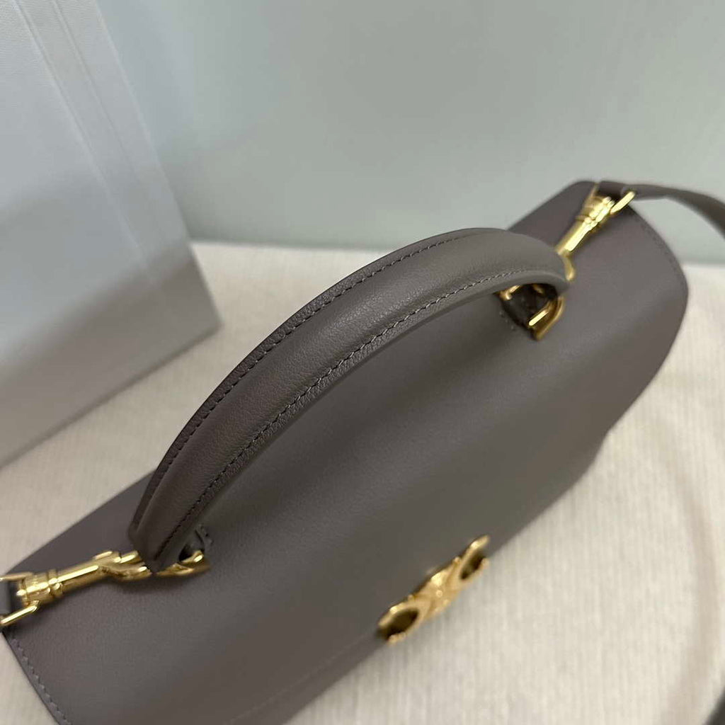 Celine 117523FXK MEDIUM NINO BAG IN SUPPLE GRAINED CALFSKIN Brown Gray