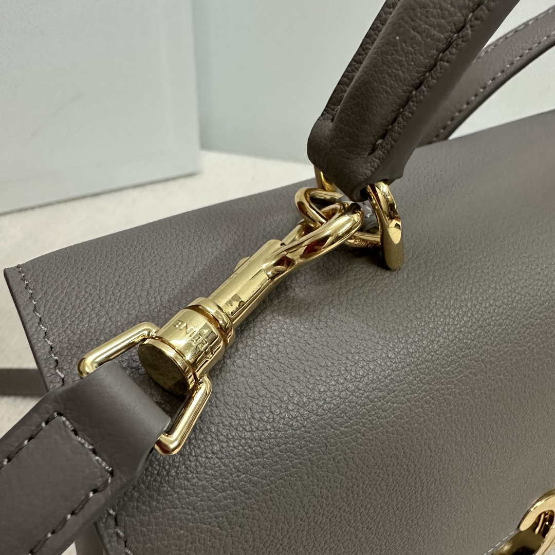 Celine 117523FXK MEDIUM NINO BAG IN SUPPLE GRAINED CALFSKIN Brown Gray