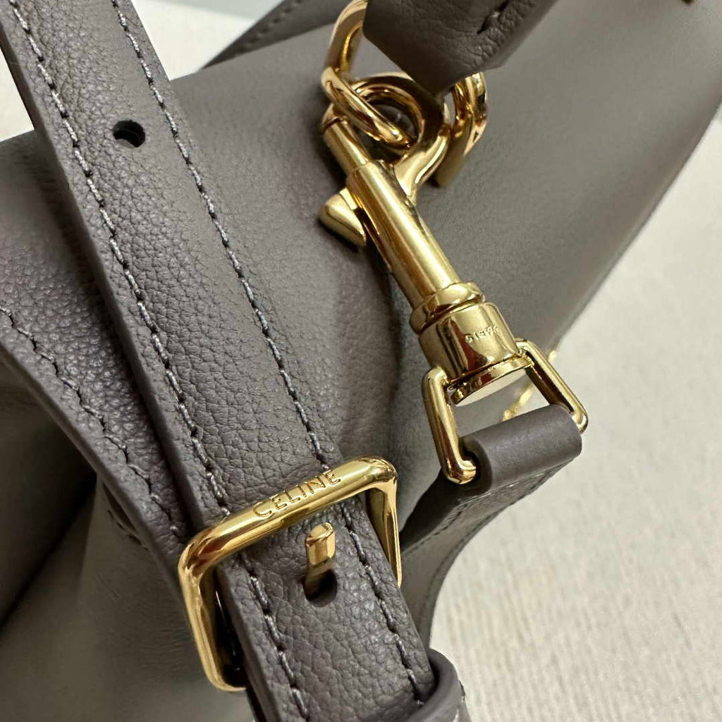 Celine 117523FXK MEDIUM NINO BAG IN SUPPLE GRAINED CALFSKIN Brown Gray