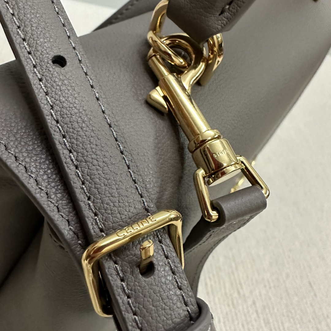 Celine 117523FXK MEDIUM NINO BAG IN SUPPLE GRAINED CALFSKIN Brown Gray