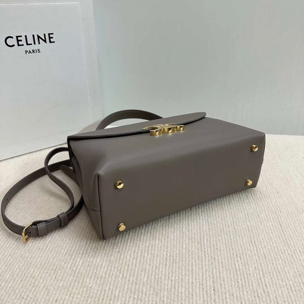 Celine 117523FXK MEDIUM NINO BAG IN SUPPLE GRAINED CALFSKIN Brown Gray