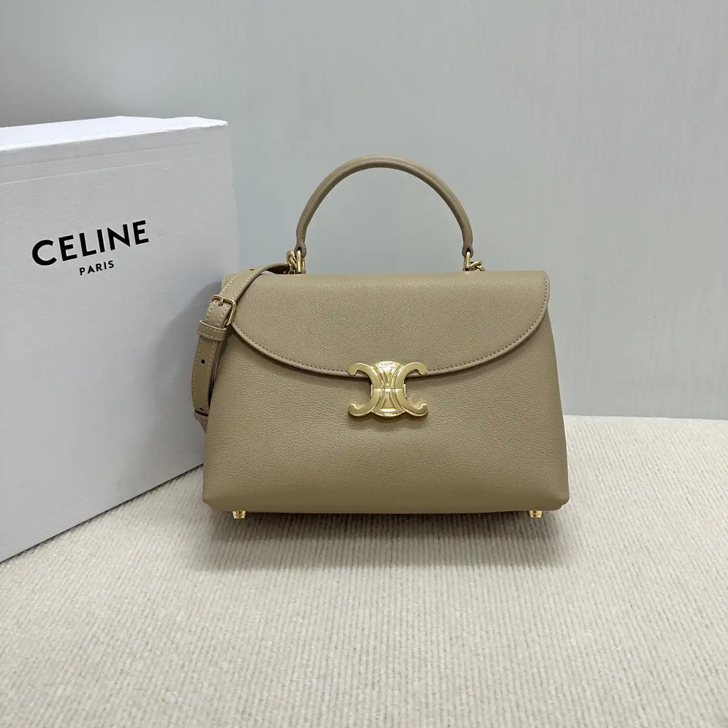Celine 117523FXK MEDIUM NINO BAG IN SUPPLE GRAINED CALFSKIN Cappuccino