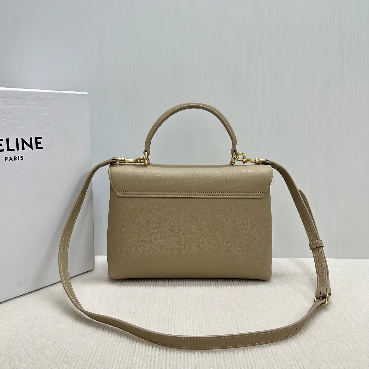 Celine 117523FXK MEDIUM NINO BAG IN SUPPLE GRAINED CALFSKIN Cappuccino