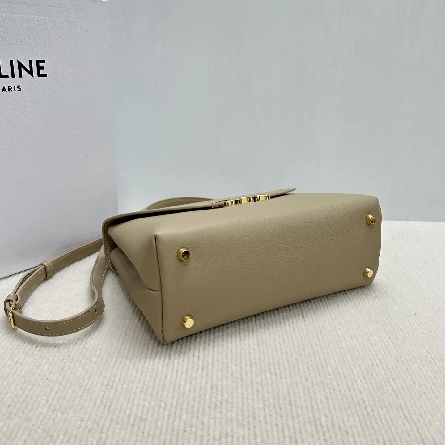 Celine 117523FXK MEDIUM NINO BAG IN SUPPLE GRAINED CALFSKIN Cappuccino