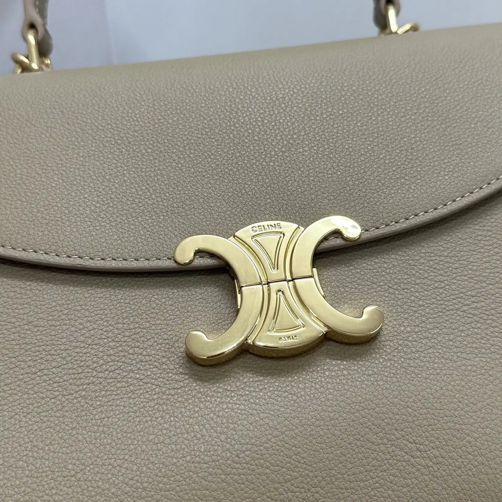 Celine 117523FXK MEDIUM NINO BAG IN SUPPLE GRAINED CALFSKIN Cappuccino