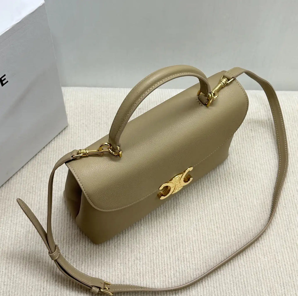 Celine 117523FXK MEDIUM NINO BAG IN SUPPLE GRAINED CALFSKIN Cappuccino