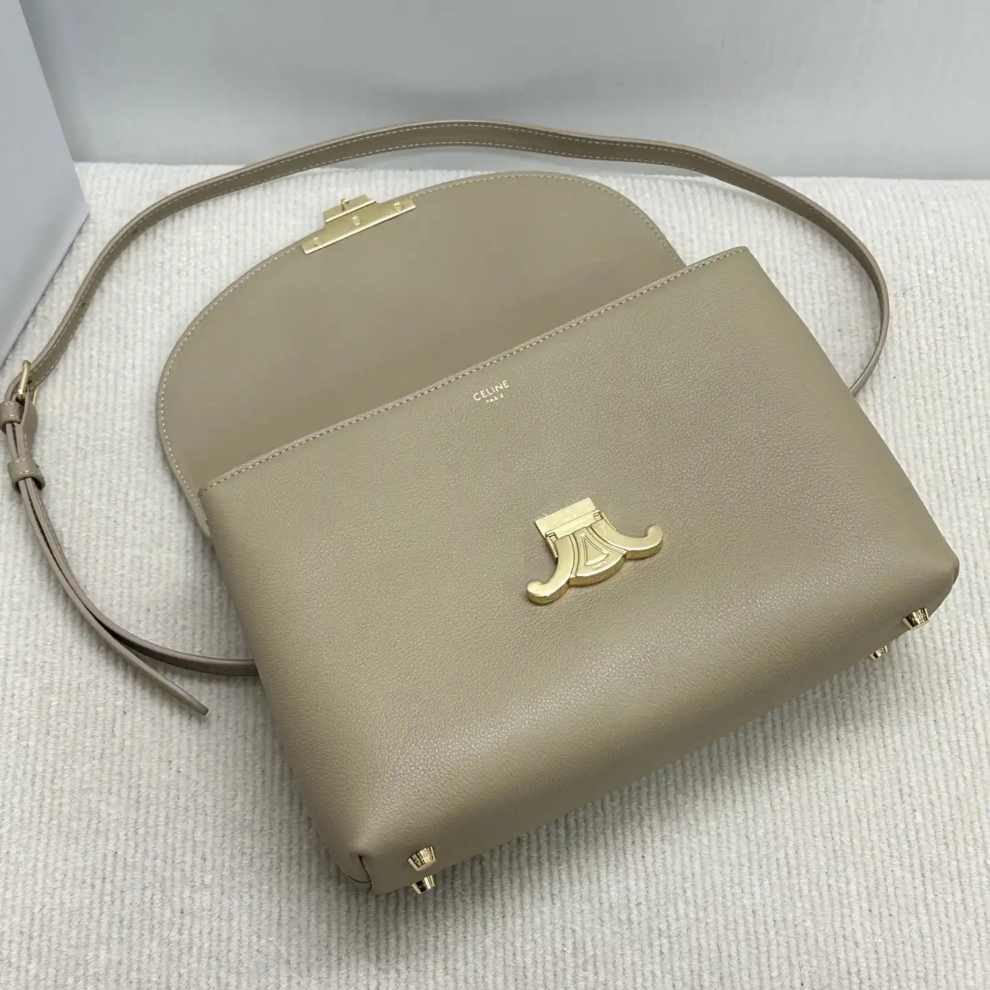 Celine 117523FXK MEDIUM NINO BAG IN SUPPLE GRAINED CALFSKIN Cappuccino