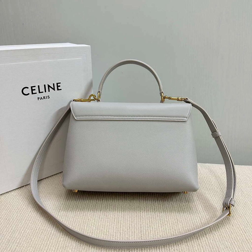 Celine 117523FXK MEDIUM NINO BAG IN SUPPLE GRAINED CALFSKIN Gray