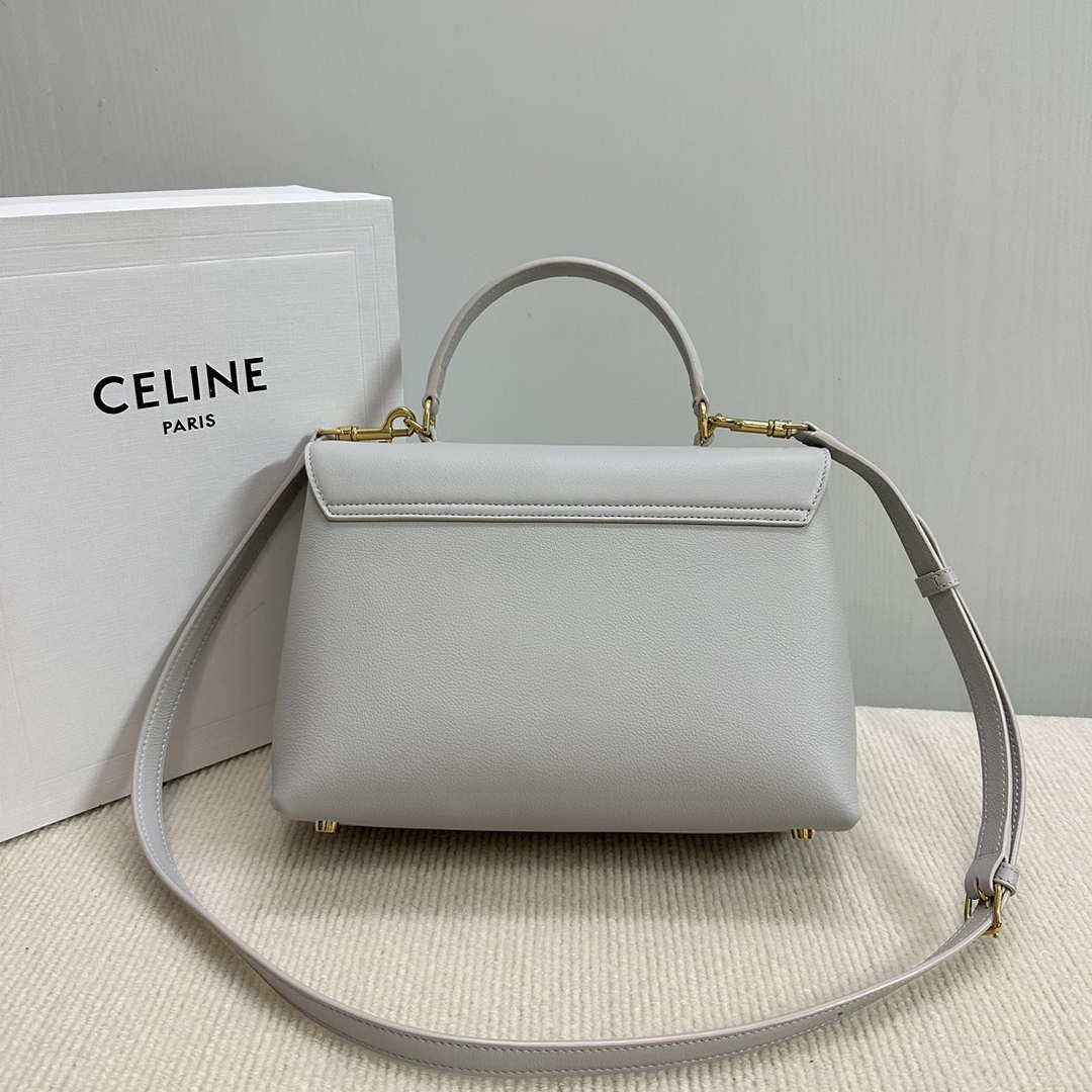 Celine 117523FXK MEDIUM NINO BAG IN SUPPLE GRAINED CALFSKIN Gray