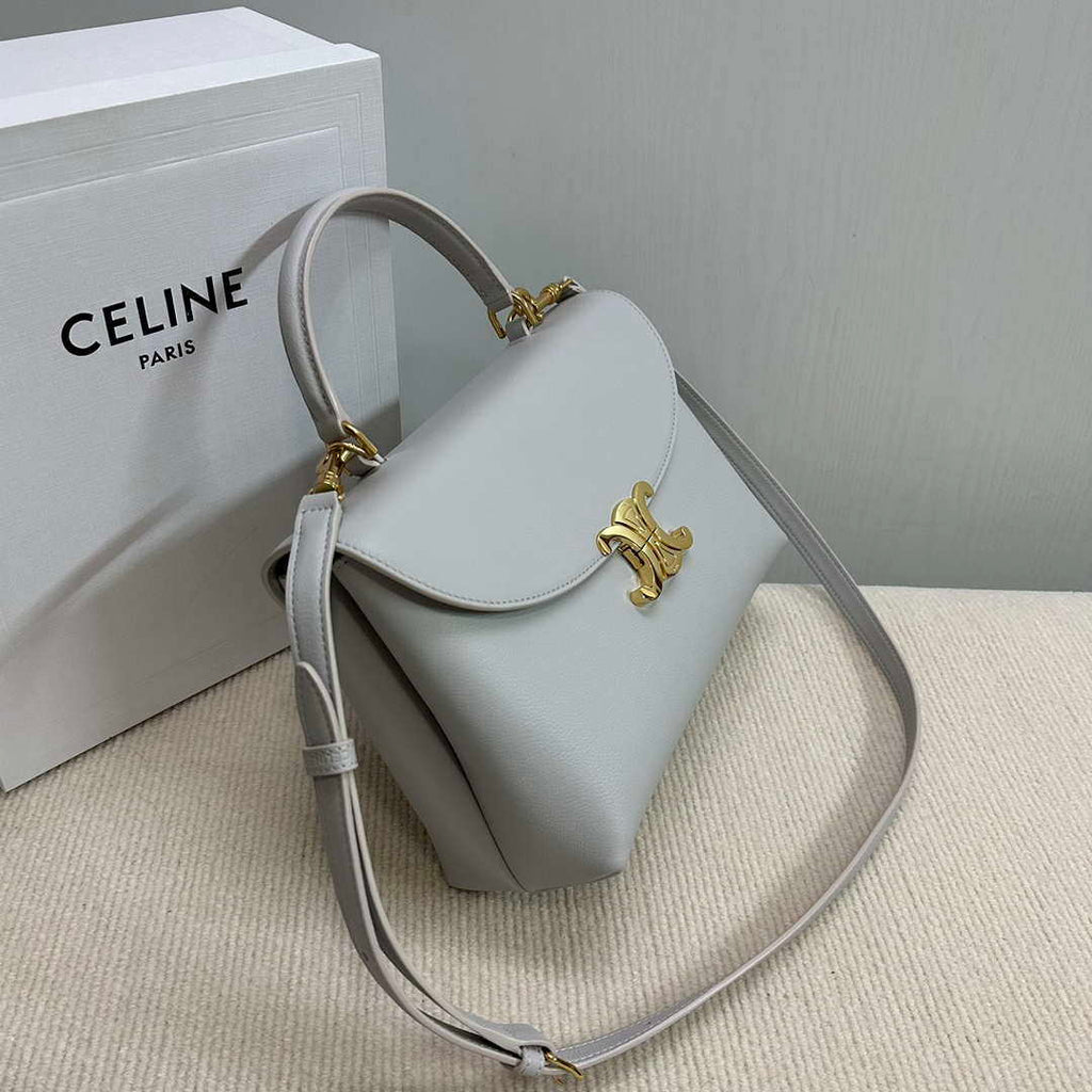 Celine 117523FXK MEDIUM NINO BAG IN SUPPLE GRAINED CALFSKIN Gray