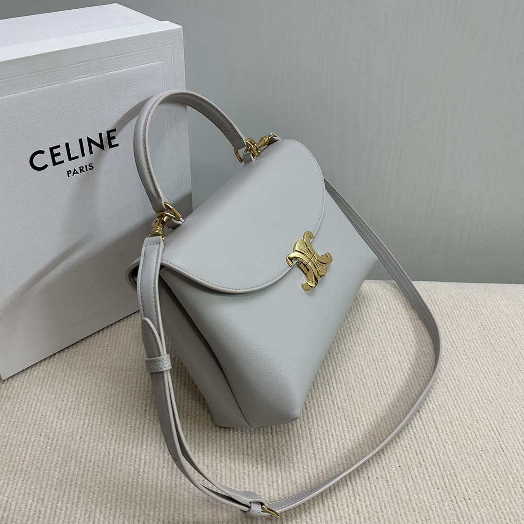 Celine 117523FXK MEDIUM NINO BAG IN SUPPLE GRAINED CALFSKIN Gray