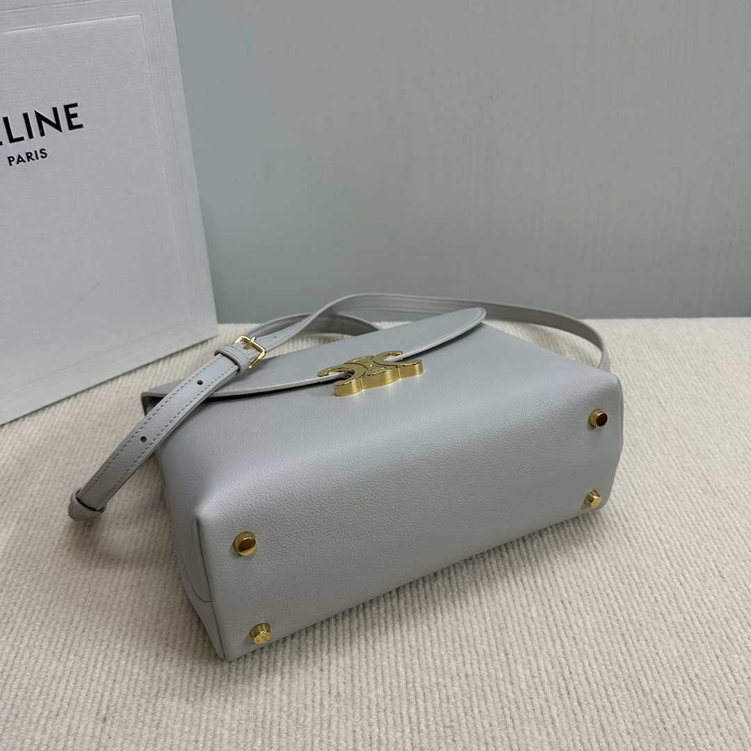 Celine 117523FXK MEDIUM NINO BAG IN SUPPLE GRAINED CALFSKIN Gray