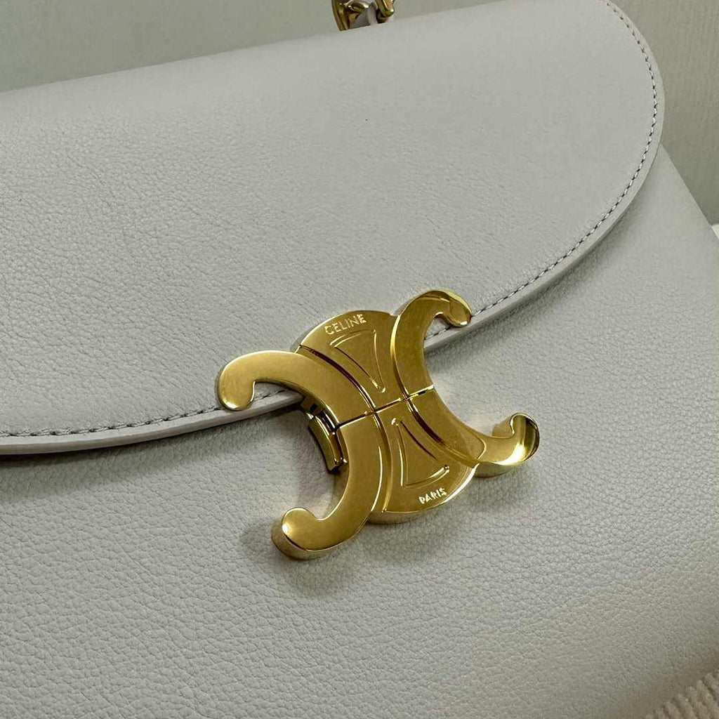 Celine 117523FXK MEDIUM NINO BAG IN SUPPLE GRAINED CALFSKIN Gray