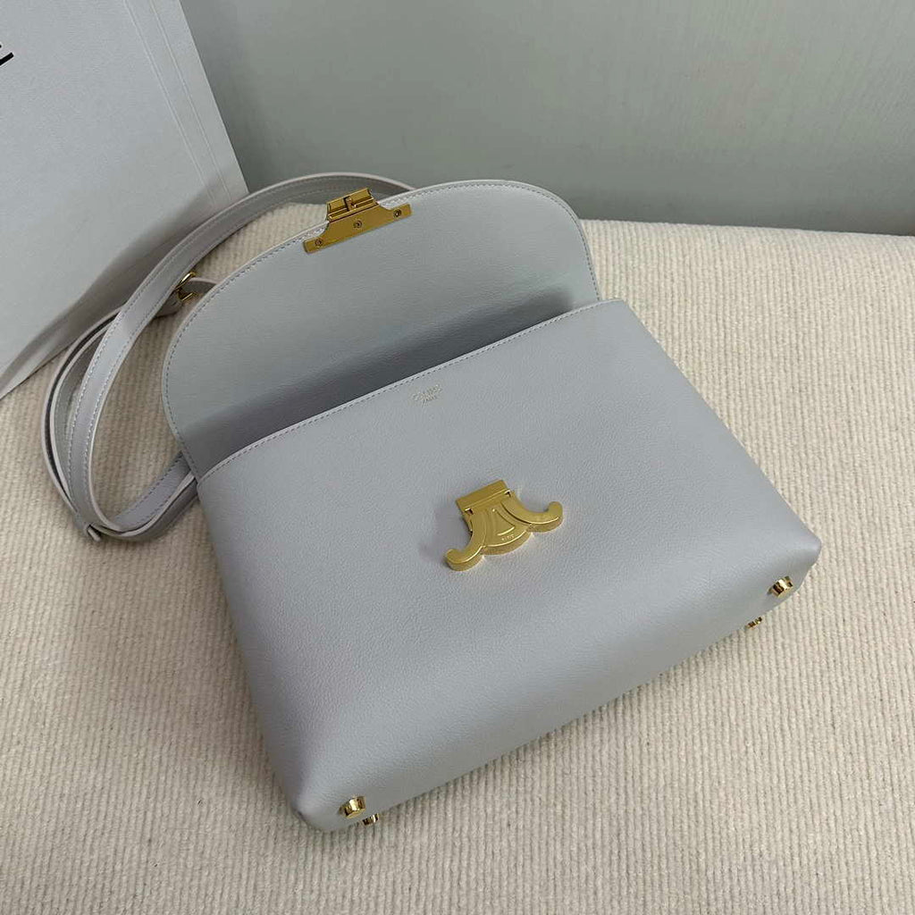 Celine 117523FXK MEDIUM NINO BAG IN SUPPLE GRAINED CALFSKIN Gray