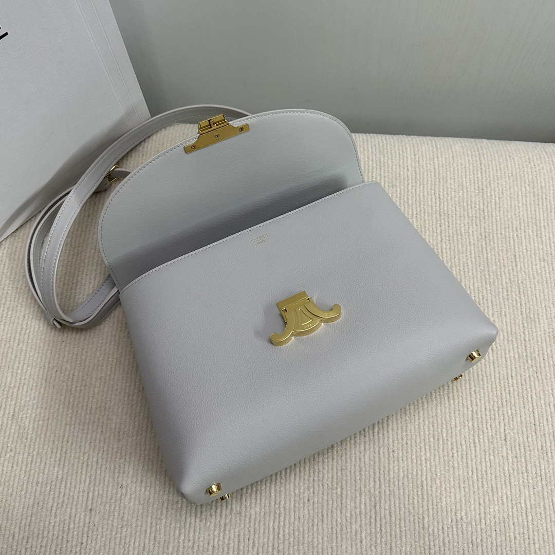 Celine 117523FXK MEDIUM NINO BAG IN SUPPLE GRAINED CALFSKIN Gray