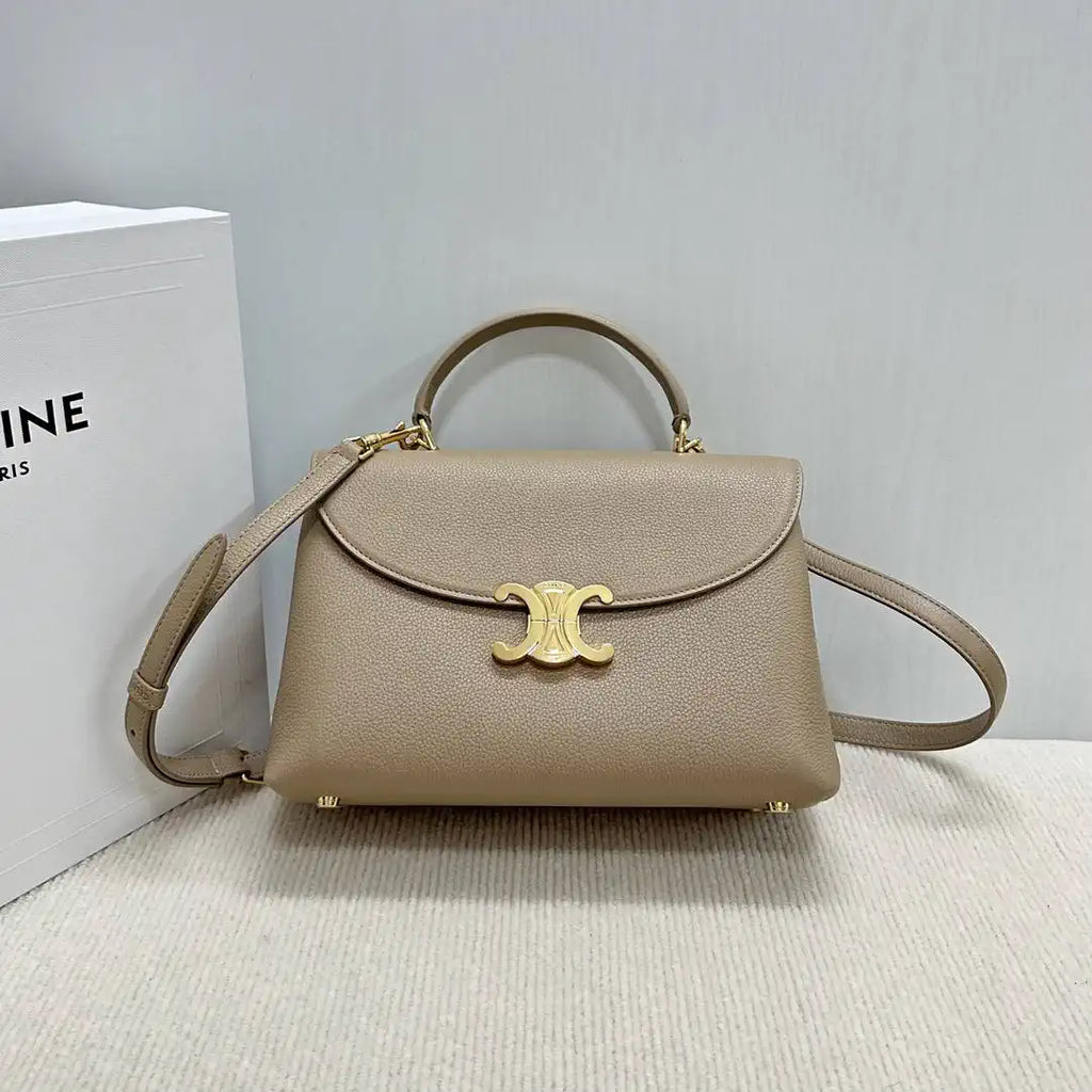 Celine 117523FXK MEDIUM NINO BAG IN SUPPLE GRAINED CALFSKIN Smoked Brown